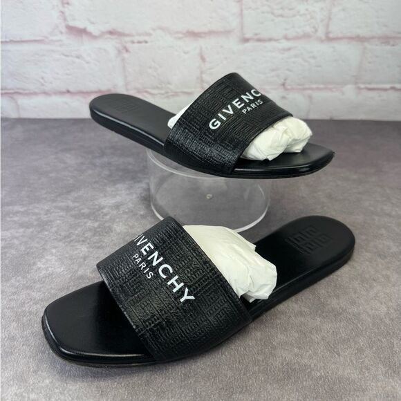 Givenchy 4G Black Embossed Textured Black Slides 41 - Picture 1 of 16